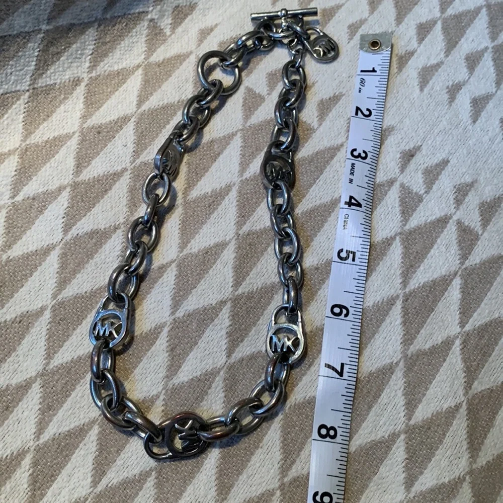Michael Kors‎ silver plated womens chunky link choker necklace heavy substantial